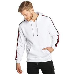 Urban Classics Heren Stripe Shoulder Hoody Hoodie, Wht/blk/firered, S