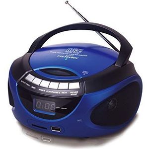 Metronic 477129 draagbare CD-radio met Bluetooth en USB/SD/MMC-aansluiting: MP3-speler, 2 x 1 W, blauw