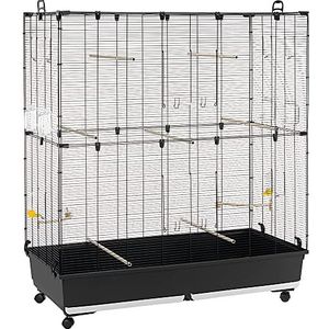 Ferplast Vogelvolière PLANETA L Vogelkooi grote vogelvolière, Kanaries, Parkieten, Vinken, Agapornis, van Metaal, Inclusief Accessoires Roterende Voerbakken Zitstokken Wielen 118 x 59 x h 135 cm.