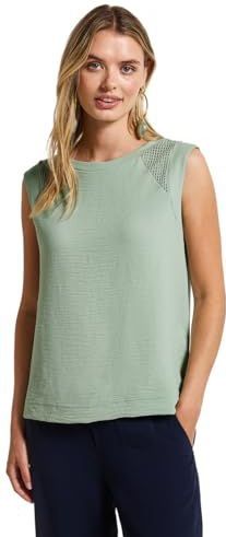 Shirttop - Soft Jade Green - Mouwloos - Ronde Hals - Mesh Details