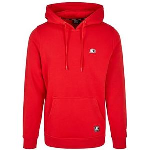 STARTER BLACK LABEL Essentials hoodie voor heren met geborduurd logo, patch op de zoom, sweatshirt met capuchon en heupzak, maat S tot XXL, Cityred, S