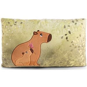 NICI Knuffelkussen Capybara Capy-Barbara 43 x 25cm - Pluizig Capybara knuffelkussen voor meisjes, jongens & baby's, rechthoekig knuffeldierenkussen - 61226