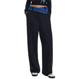 Desigual - Zwarte Wolblend Voorzakbroek - Dames - Ribbroeken