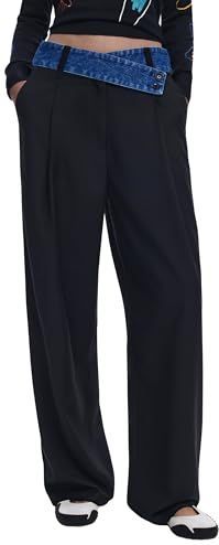 Desigual - Zwarte Wolblend Voorzakbroek - Dames - Ribbroeken