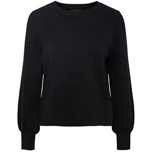 PIECES Dames PCJENNA LS O-hals Knit NOOS BC pullover, zwart, XS