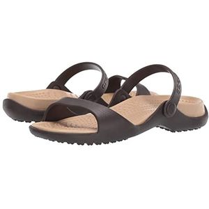 Crocs Cleo sandalen met open teen voor dames, Bruin Espresso Goud 23q, 33/34 EU