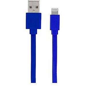 Mooov 732046 platte kabel voor iPhone en iPad, data- en oplaadkabel, 1 m, blauw