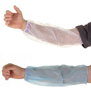 XARA - Mouwafdekking van polyethyleen, 0,02 mm, verstelbaar, wegwerpbescherming voor armen en mouwen, met de hand verzegeld, wit, 100 stuks