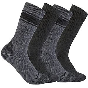 Carhartt Heren Heavyweight Crew, 4 sokken, gesorteerd, 1 stuk, zwart, large (4 stuks), Gesorteerd, 1 stuk, zwart, Large