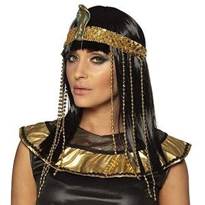 Boland 85057 Pruik Egyptische koningin met hoofdband, kunsthaar, lang haar, kapsel, kroon, Cleopatra, Egypte, accessoire, kostuum, carnaval, themafeest