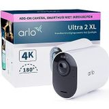 Arlo Ultra 2 XL draadloze WiFi-beveiligingscamera voor buiten, 4K UHD, 180˚ kleurennachtzicht, sirene, bewegingsdetectie, 12 mnd batterij, Smart Hub vereist, incl. proefp. Arlo Secure, 1 cam, wit