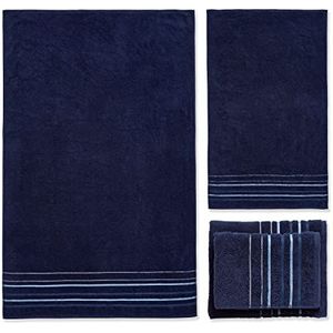 Catherine Lansfield Badkamer Java Stripe 450 gsm Zacht & Absorberend Katoen 6 Stuk Handdoekset Navy