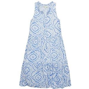 TOM TAILOR Meisjesjurk voor kinderen, volant-jurk met patroon, 31853 - Blue Tie Dye Circle, 146 cm