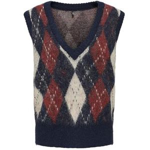 Only - Onlnoeme Life SL JQ Vest - V-hals - Nachtblauw/Rood