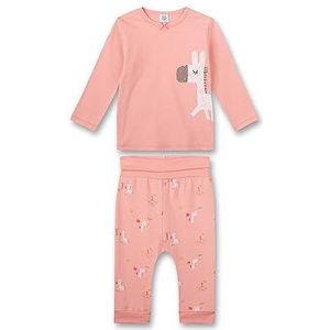 Sanetta Meisjespyjama lang roze donkey | Comfortabele pyjama voor meisjes lang nachtkleding set gemaakt van duurzaam biologisch katoen. | Pyjamaset maat, roze, 86 cm