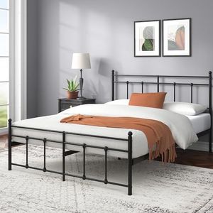 Zinus Nicholas Bed 180 x 200 cm - 31 cm hoogte - super kingsize bed - metalen bedframe met hoofdeinde en voeteneinde - zwart