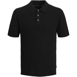 JACK & JONES Jprblakian Knit Structure Polo Ss voor heren, zwart, L