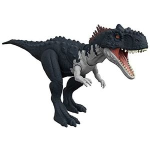Jurassic World Dominion Brullende Roofdieren Rajasaurus, vleeseter, actiefiguur, brullend geluid, valt bijtend aan, fysiek en digitaal spel, vanaf 4 jaar