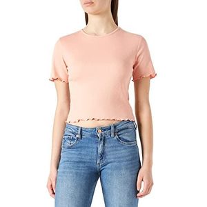 NA-KD Dames Babylock Top T-Shirt, Koraal Roze, S