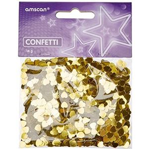 Amscan INT37009-19 Confettihart, 14 g, goud, strooidecoratie, tafeldecoratie, verjaardag, bruiloft