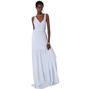 Trendyol Regular Fit Knit Evening Dress Women Shift avondjurk van gebreid, normale pasvorm, zilver, 68 dames, Zilver., 62