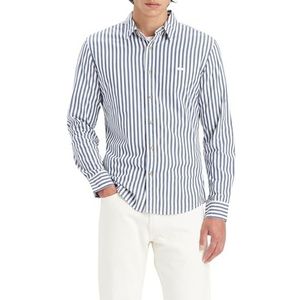 Levi's Long-Sleeve Battery Housemark Slim Shirt Mannen, Dean Stripe Estate Blue, M