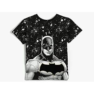 Koton Jongens Batman gelicentieerd Bedrukt Crew Neck Korte mouw Katoen T-shirt., Zwart design (01v), 7-8 Jaar