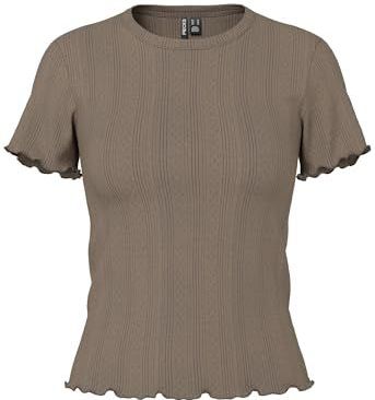 PIECES - Shirt - Effen - Kwartmouw - Normale Pasvorm