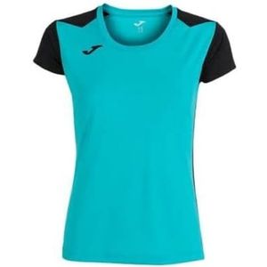 Joma 2XS T-shirt met korte mouwen Record II, uniseks, volwassenen, turquoise, zwart