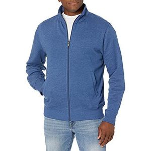 Amazon Essentials Fleece Mock Neck Sweatshirt met volledige rits voor heren,blauw,L