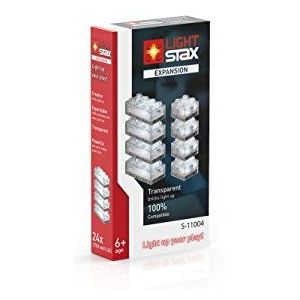 Light STAX Expansion 11004, compatibel met het STAX-systeem en alle bekende bouwsteenmerken, 24 extra stenen (transparant)