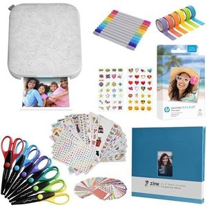 HP Sprocket 3x4 instant fotoprinter Kit: zinkpapier van 20 stuks, schaar, plakboekalbum, stiften, stickersets