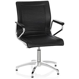 hjh OFFICE 660626 Conferentiestoel ASTONA V kunstleer zwart chroom stoel bezoekersstoel met automatische terugkeer, vloerglijders, armleuningen