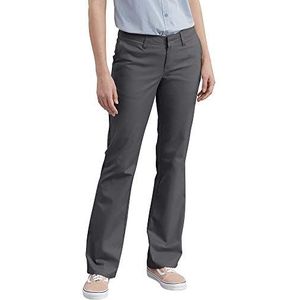 Dickies Flat Front Stretch Twill Pant Slim Fit Bootcut - Khakis Dames, grafiet, 28