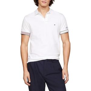 Tommy Hilfiger Heren vlag manchet slanke polo S/S polo's, wit, 3XL, Wit, 3XL grote maten tall