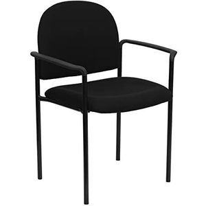 Flash Furniture BT-516-1-BK-GG Zwarte Stoel Comfortabele Stapelbare Staal Zijstoel met Wapens