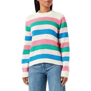 PIECES Dames Pcnatasha Ls O-hals Knit Noos Bc Pullover, Birch/Stripes: shocking pink-mint-rosh-french blue, M