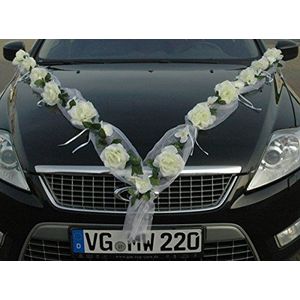 Rozen slinger auto sieraden bruidspaar roos decoratie decoratie autodecoratie bruiloft auto auto bruiloft decoratie auto (roze orchidee wit / wit)