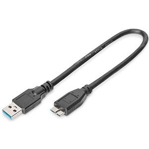 DIGITUS USB 3.0 aansluitkabel - 0.25m - aansluitkabel van USB type A naar micro B - supersnelheid 5 GBit/s - zwart