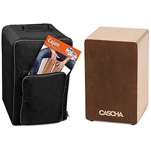 Cascha HH 2085 IT Cajon Box Brown Bundle met rugzak en Italiaanse cajonschool (met CD en DVD)