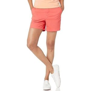 Amazon Essentials Dames Mid-Rise Slim 5 Inch Binnenbeenlengte Khaki Short (Verkrijgbaar in Rechte en Curvy Fits), Koraalroze, 20, Koraal Roze, 52