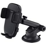 Trust Runo Telefoonhouder voor Auto, Bevestiging op Voorruit, Stevige Pasvorm, Quick Release-knop, Rubberen Achterklem, Draaibare Houder Compatibel met iPhone, Samsung, andere 55-100 mm - Zwart