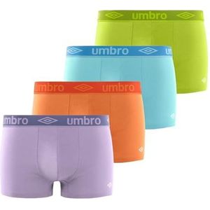 Umbro Boxershorts voor heren, 100% katoen, boxershorts voor heren, gevoelige huid en anti-irritatie (4 stuks) - maat M, meerkleurig