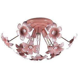 ONLI plafondlamp slaapkamer 3 lampen in roze metaal met bloemen