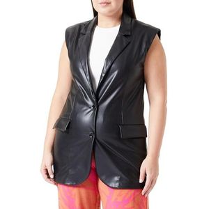 Sisley Womens 2X9WLJ00D Leather Jacket, Black 100, 36, Black 100, 36