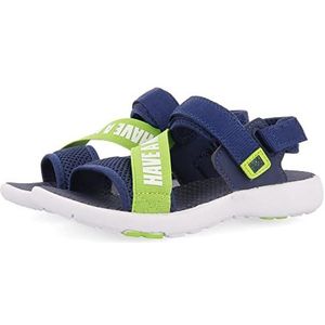 GESSATE Sportsandalen in marineblauw met fluorescerend elastiek voor kinderen, marineblauw, 27 EU