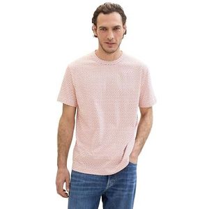 TOM TAILOR Basic T-shirt voor heren met all-over print, 35603 - Marocco Orange zigzag Design, XXL