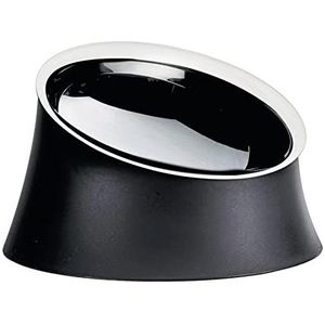 Alessi Wowl BM13/28 - kom voor honden, design, schuin voor het vereenvoudigen van de hondenvoeding, hars thermoplastisch en roestvrij staal 18/10, 28 cm, grijs