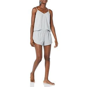 Amazon Essentials Dames gebreide jersey cami korte pyjamaset, grijs gemêleerd, groot