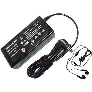 amsahr 48W-HP20-03 Vervanging AC Power Adapter voor HP/Compaq 18.5V, 1.1A, 20W, 710C, 810C, 812C, 815C, 920C - Omvat stereo oordopjes zwart